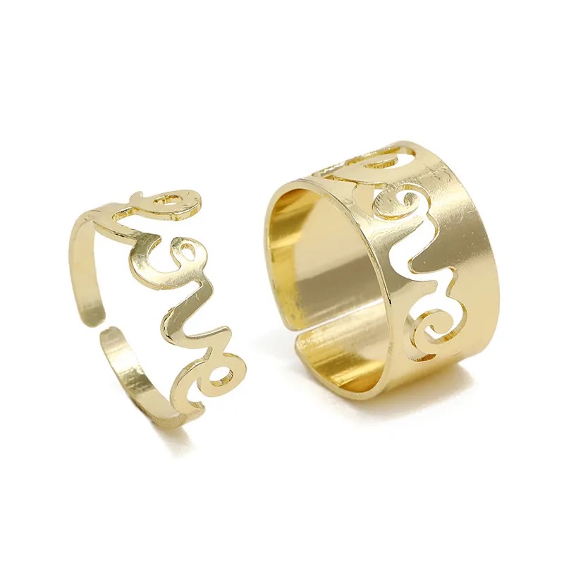 Korea's-Fashion-Hollow-New-Geometric-Butterfly-Opening-Ring-2-piece-Set-Wholesale-Nihaojewelry